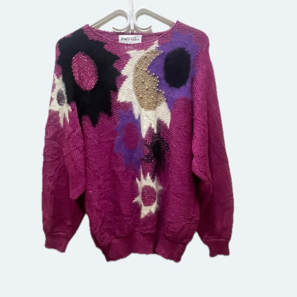 Vintage Franco Vareli Oversized Abstract Crew Neck Sweater Women's Siz L